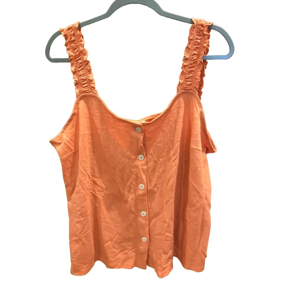 Women's XXL Top a.n.a brand Orange with Elastic straps & button down Tank